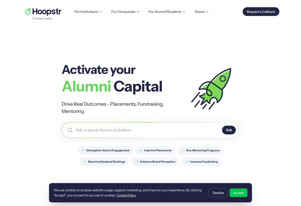 Hoopstr alumni engagement platform, formerly Vaave