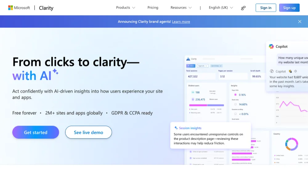 Microsoft Clarity website