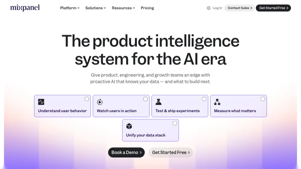 Mixpanel product analytics website