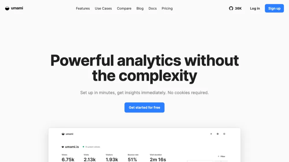 Umami open-source analytics website