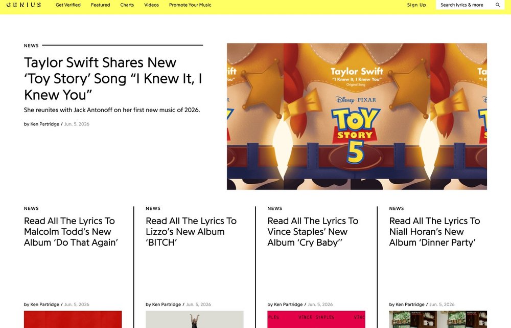 Genius song-lyrics website
