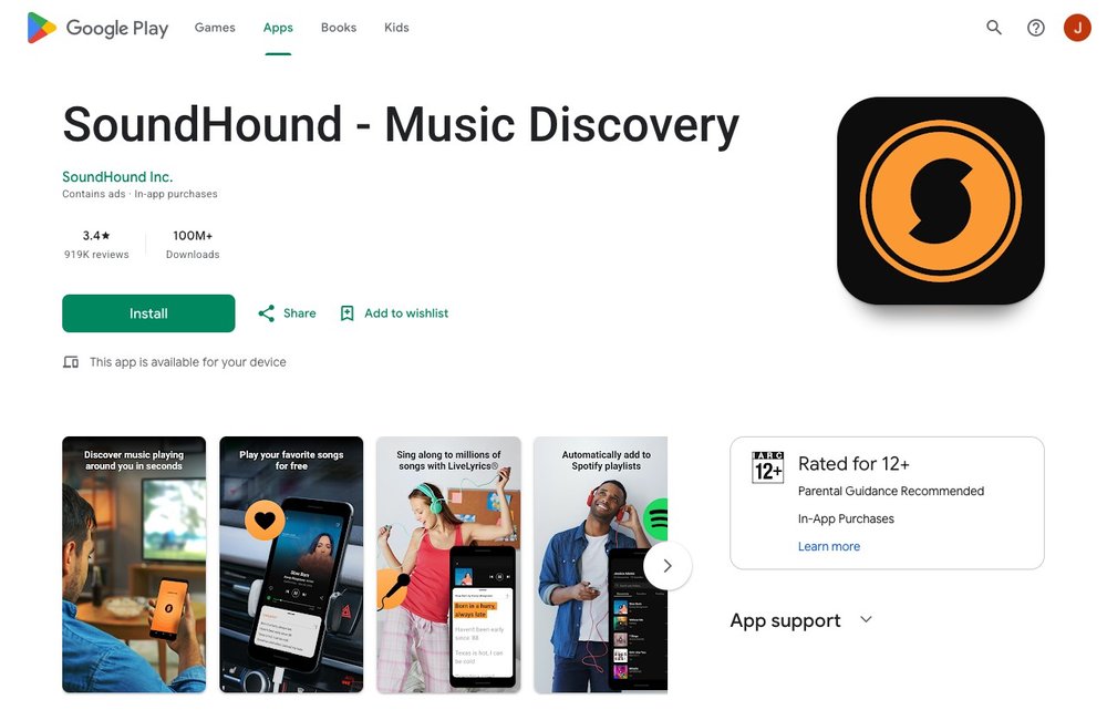 SoundHound music app on Google Play