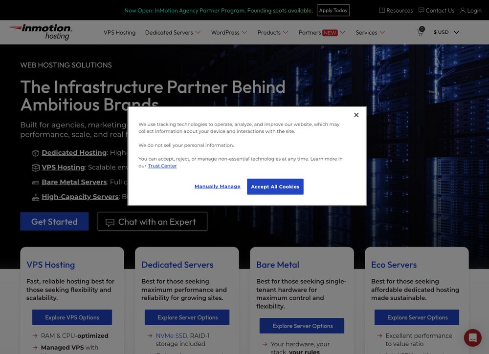 InMotion Hosting web hosting screenshot