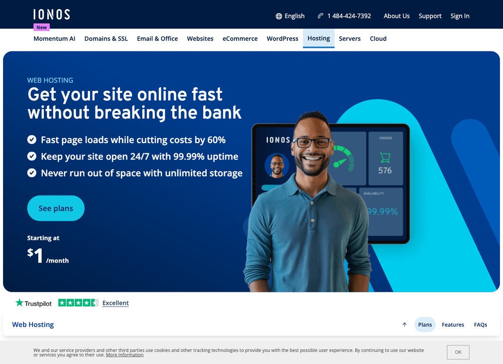 IONOS web hosting screenshot
