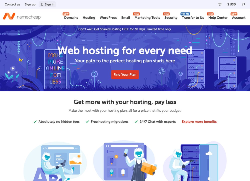 Namecheap web hosting screenshot