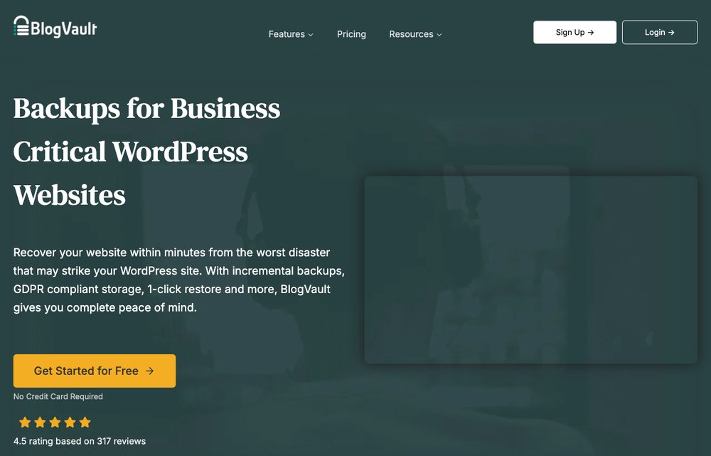 BlogVault screenshot