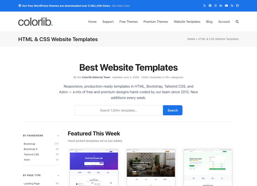 Colorlib free website templates library