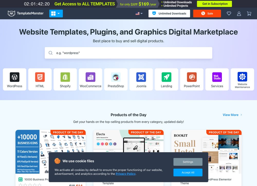 TemplateMonster website templates for every platform