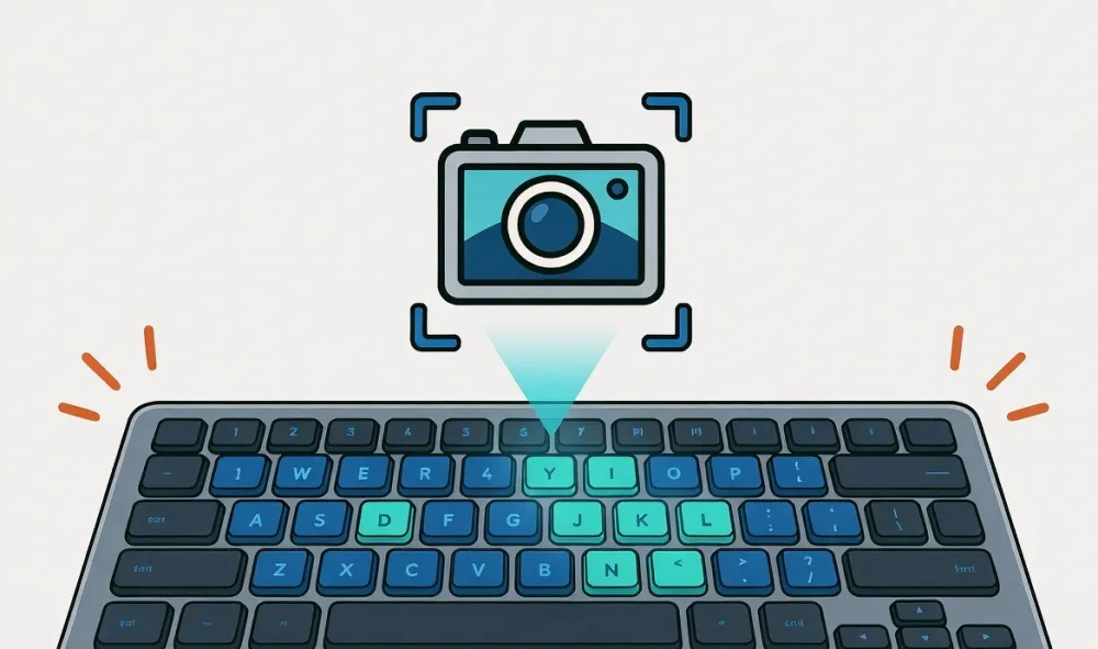 Illustration of a keyboard with screenshot shortcut keys highlighted
