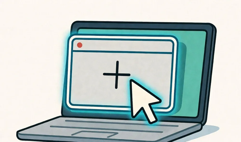 Illustration of a Mac laptop with a crosshair cursor selecting a region