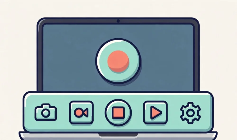 Illustration of the macOS screenshot toolbar along the bottom of the screen
