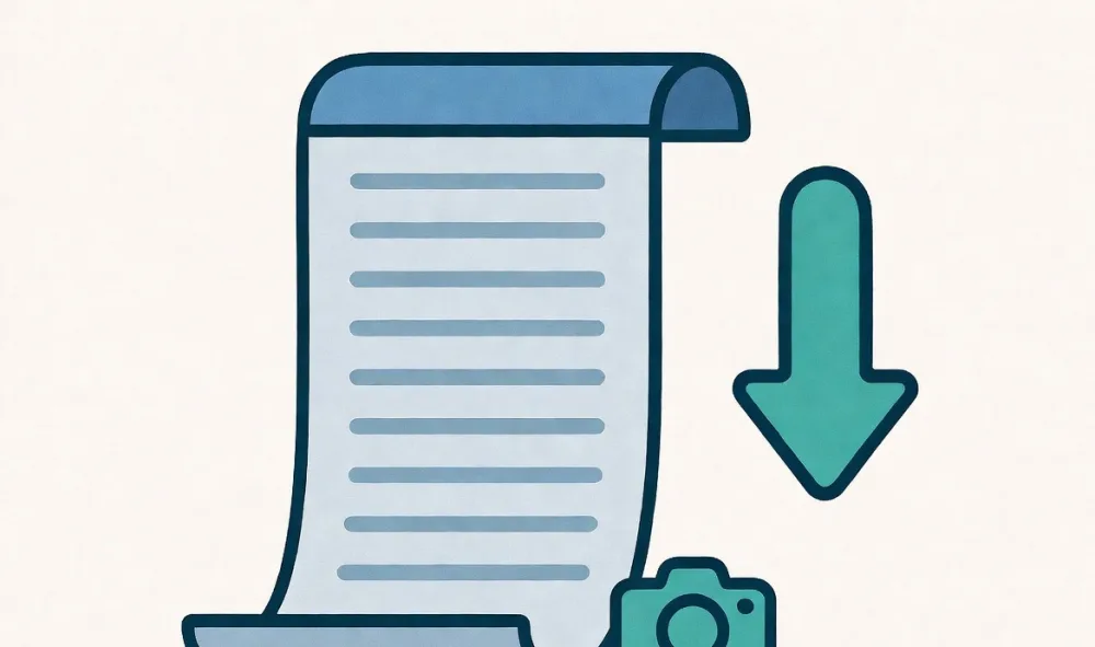 Illustration of a long page being captured as one tall scrolling screenshot