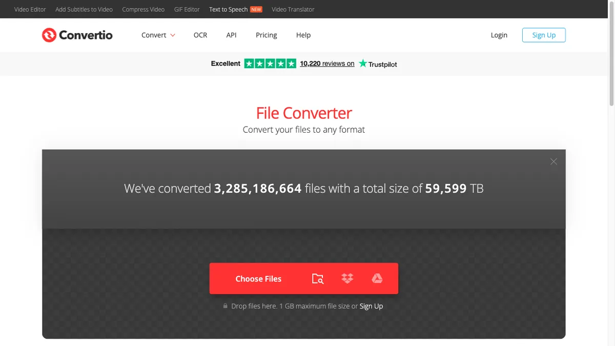 Convertio file converter homepage