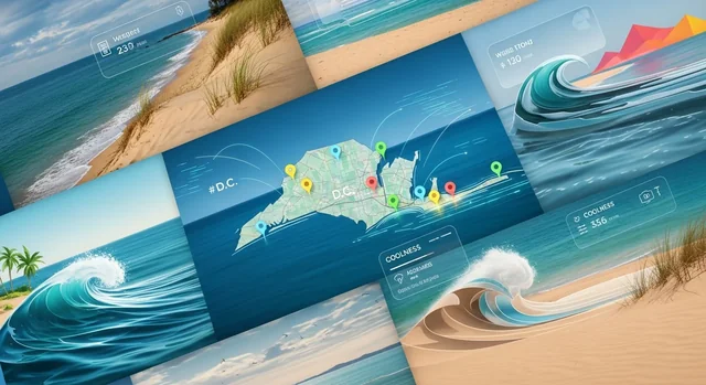 Beautiful sandy beach with clear blue water and coastline near Washington DC, perfect summer destina