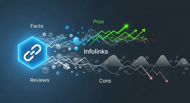 Modern tech workspace showing Infolinks advertising platform review with computer displaying analyti