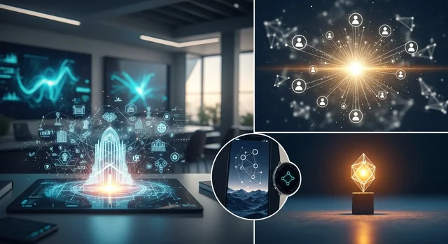 Modern clean workspace with planning documents and diverse group symbols representing steps to start