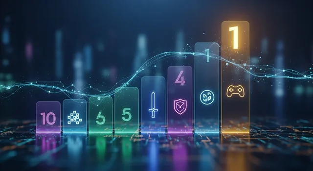 Modern gaming setup displaying top-selling video games collection with controllers and console, representing 2025 bestsellers