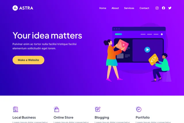 Astra WordPress photography theme screenshot