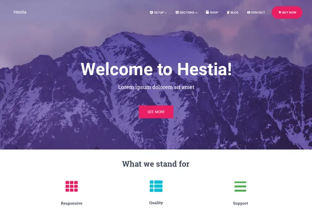 Hestia WordPress photography theme screenshot