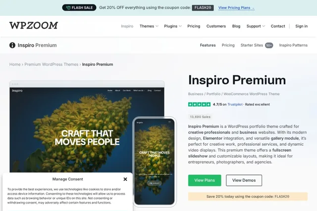 Inspiro Pro WordPress photography theme screenshot