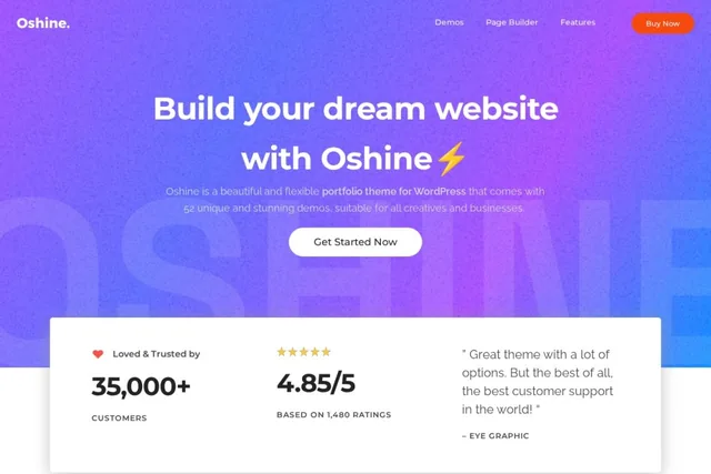 Oshine WordPress photography theme screenshot