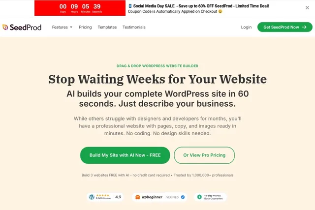 SeedProd WordPress photography theme screenshot