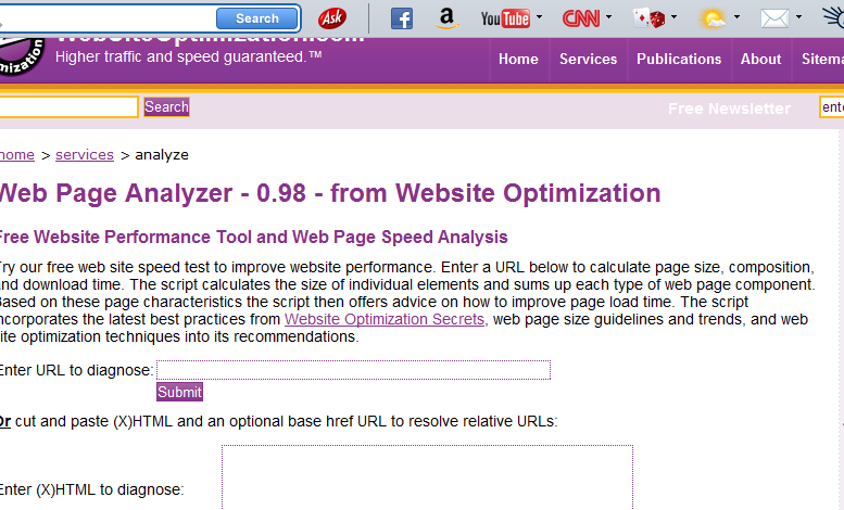 Web Page Analyzer - free website optimization tool website speed test check website performance report from web site optimization