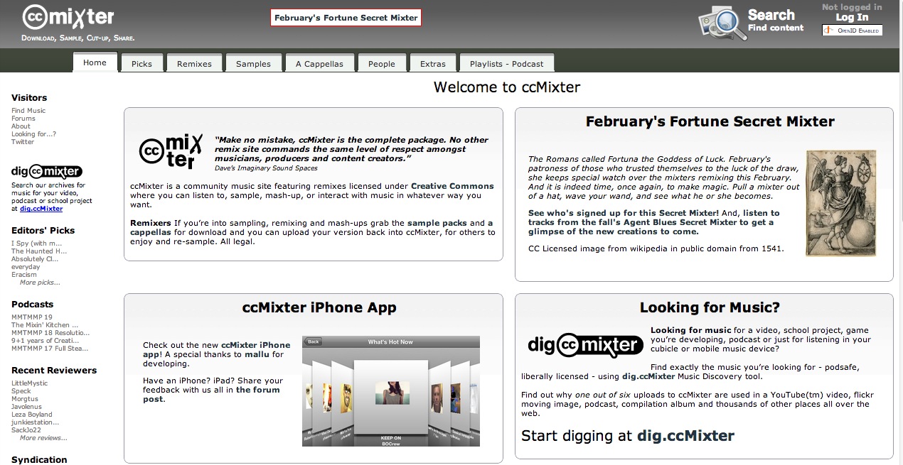 music site featuring remixes licensed under Creative Commons