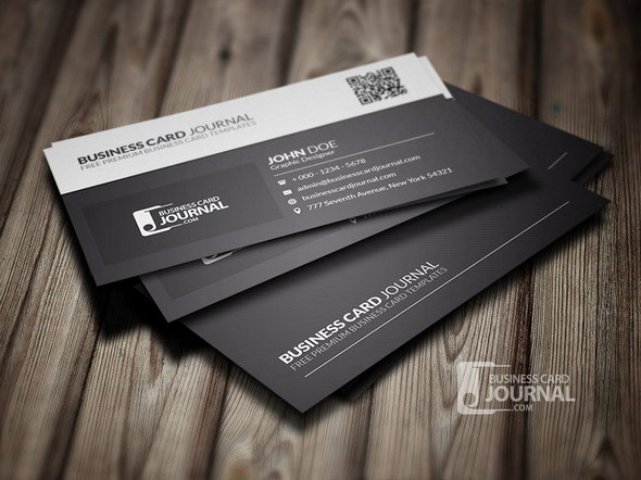 Black & White QR Code Business Card Template