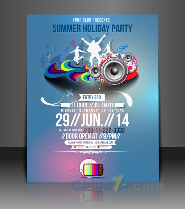 Music theme brochure template design vector