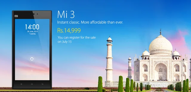 Mi3 from Xiaomi Launched in India for Rs 14,999 Selling starts July 15th