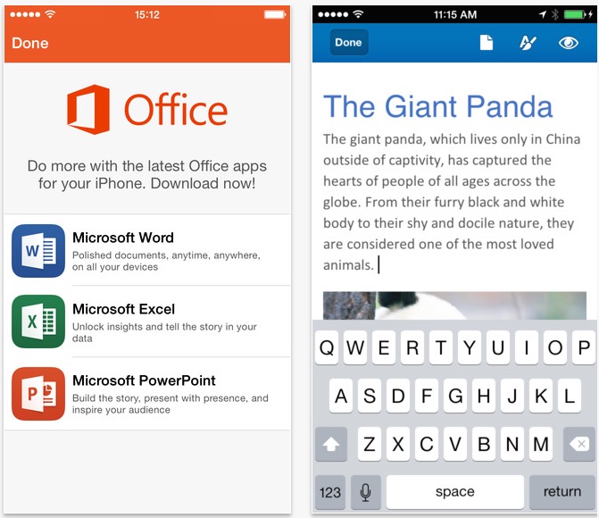 microsoft office for iOS and android