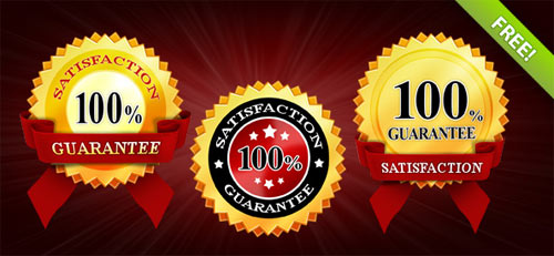 3 Satisfaction Guaranteed PSD Badges