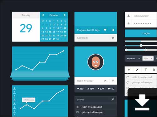 Free_Flat_Minimalistic_PSD_UI_Kit