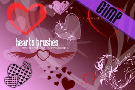 Hearts GIMP Brushes by Hawksmont