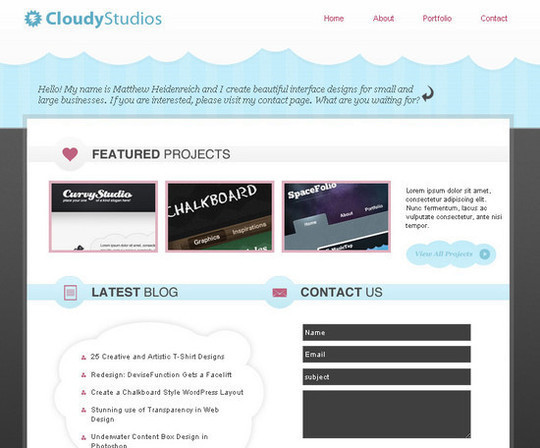 Simple & Cloudy Portfolio Layout