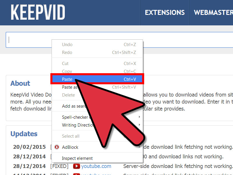paste the URL of Youtube in Box