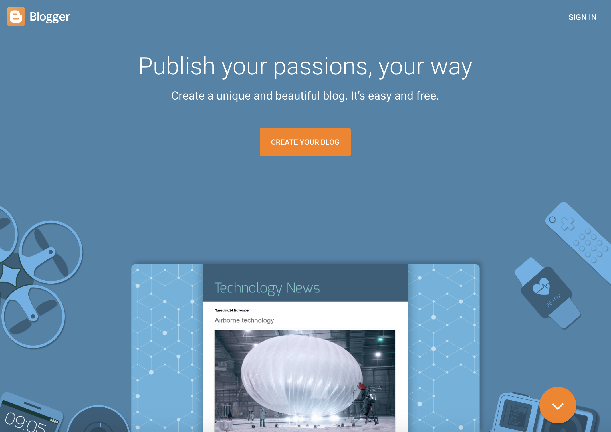 blogger opening page