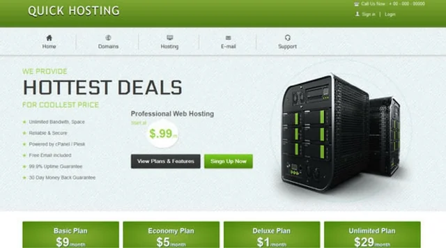 Free Quick Hosting Domain Sales responsive html5 web Template