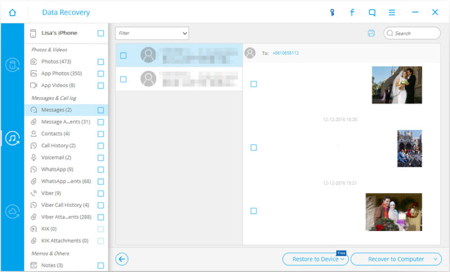 select messages