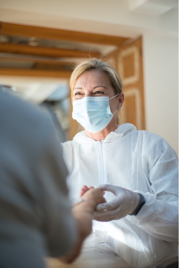 A patient thanking her doctor