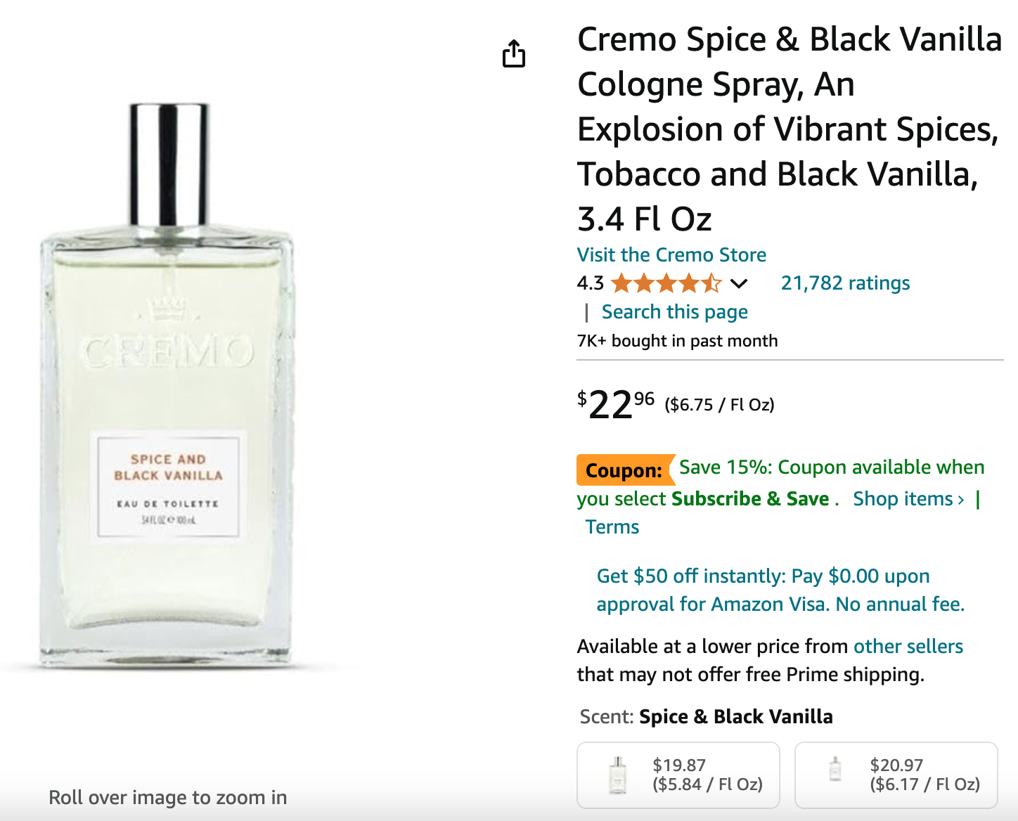 Cremo Spice & Black Vanilla Cologne Spray