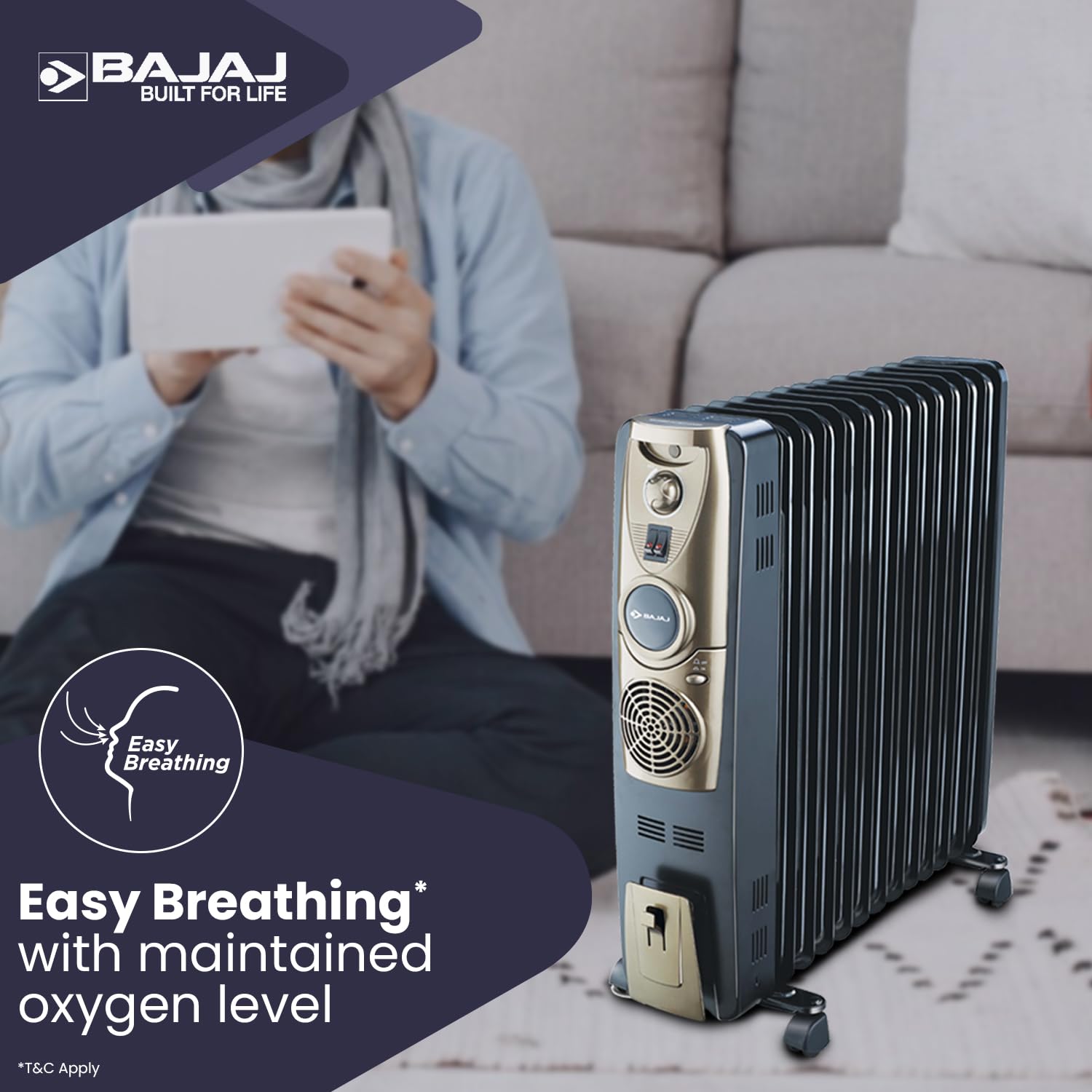 Bajaj Majesty Ofr 9 Fin Plus 2000W Oil Filled Room Heater