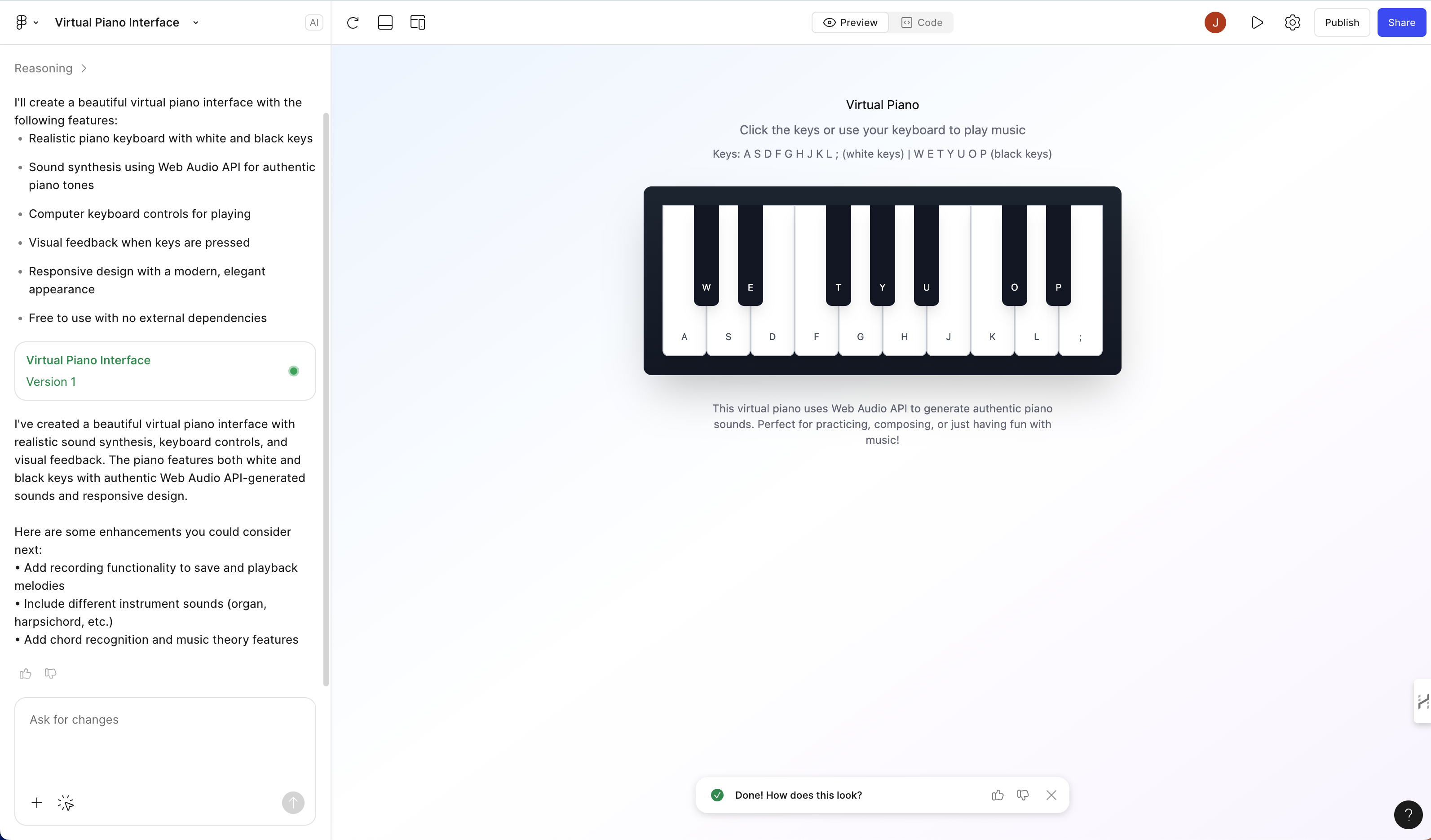 A Simple Free Piano