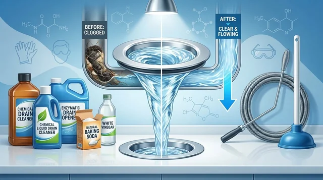 Comparison of top drain cleaners including chemical solutions, enzymatic treatments, and mechanical tools for clearing clogs safely and effectively in 2025