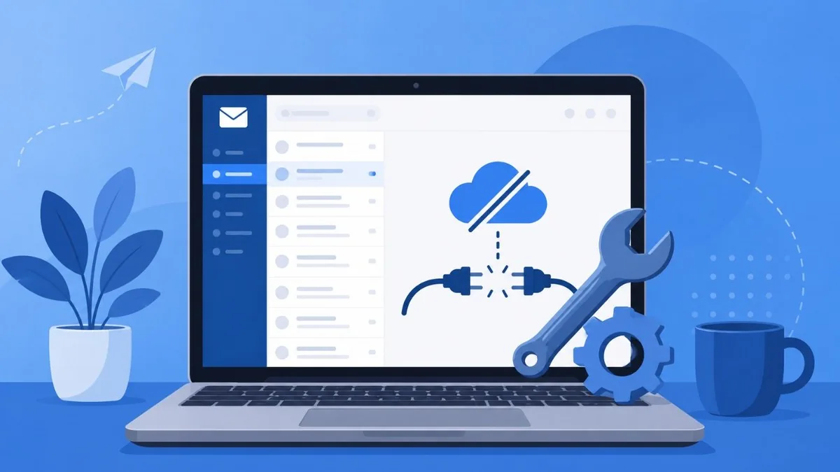 Fixing a disconnected Microsoft Outlook on a laptop