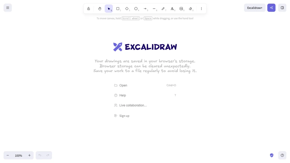 Excalidraw homepage