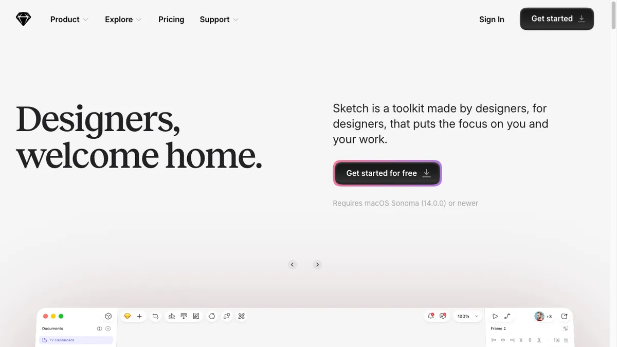 Sketch homepage