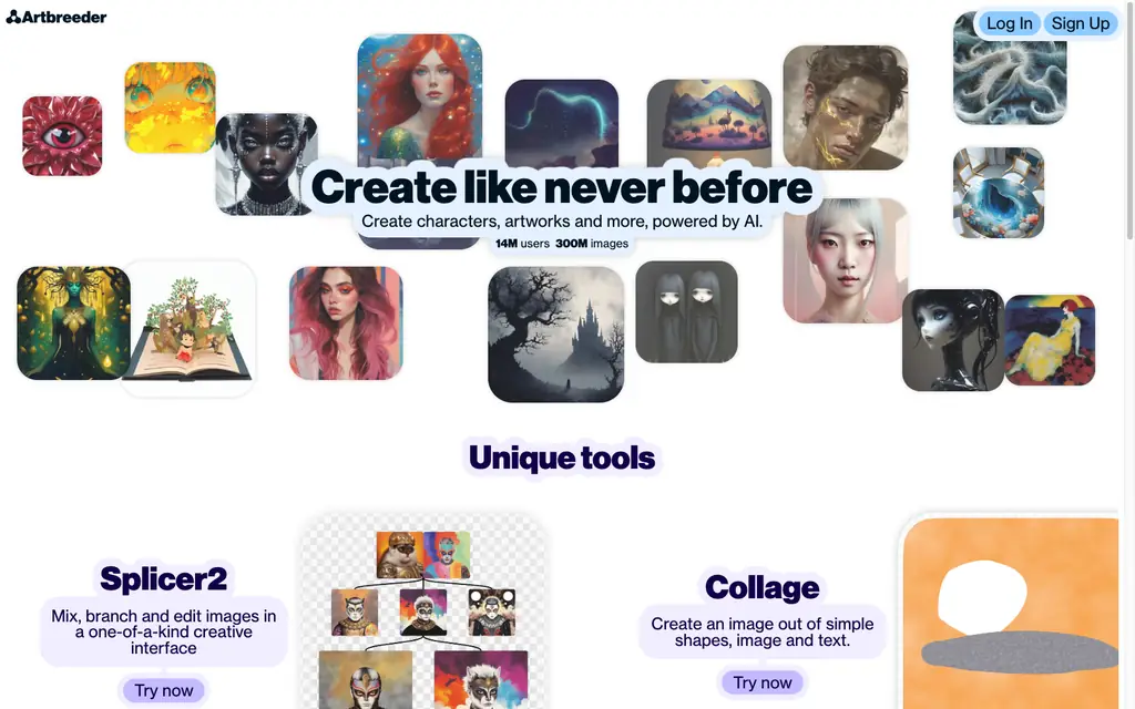 artbreeder collage interface screenshot