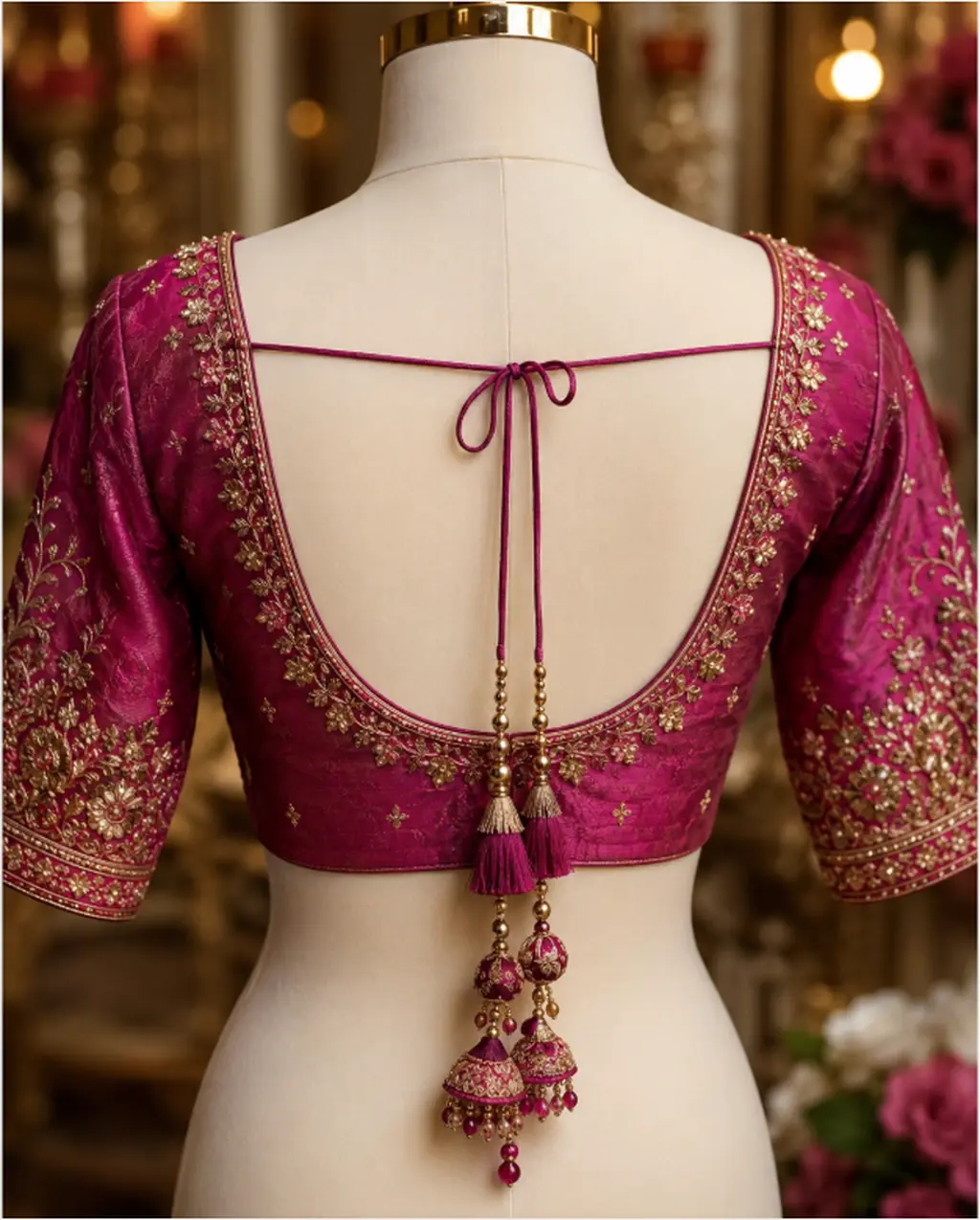 Back blouse design inspirations including dori and keyhole styles